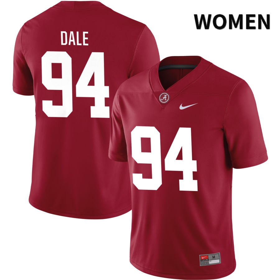 Alabama Crimson Tide Women's DJ Dale #94 NIL Crimson 2022 NCAA Authentic Stitched College Football Jersey DO16M06MW